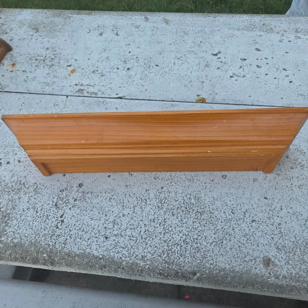 Vintage Solid Wood Crown Molding Floating Wall Shelf Honey Oak 24 Inch Ledge